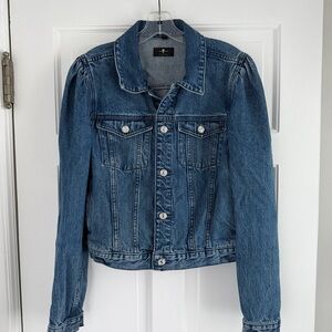 7 FOR ALL MANKIND Puff Sleeve Denim Jean Jacket - M